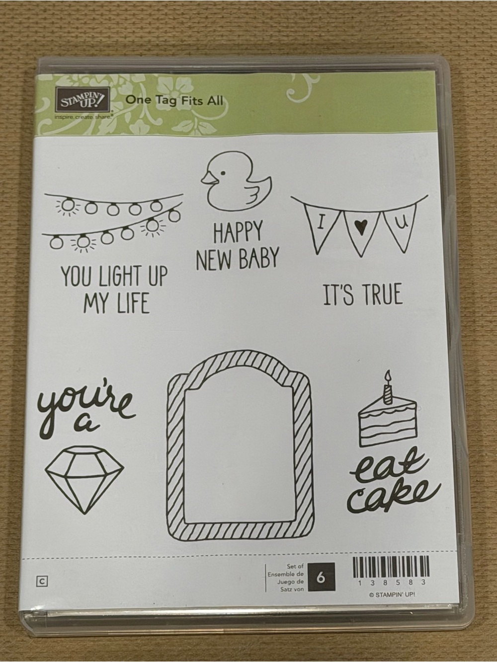Stampin' Up! One Tag Fits All Stamp Set - White and Green Accents